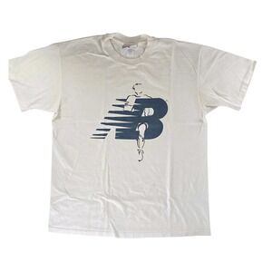 Vtg 90s New Balance T Shirt Mens XL White Single Stitch Made in USA 90s Runner